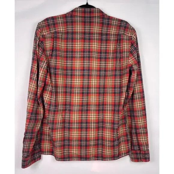 Vince Men’s Red Plaid Cotton Flannel Button Up Shirt Size Small - Picture 5 of 9